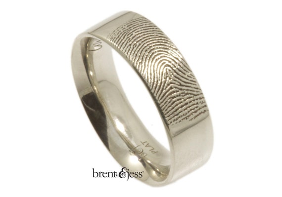 Custom Fingerprint Mens Wedding Band With Fingerprint Inside