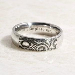 Actual Fingerprint Ring made in Stainless Steel, wedding band