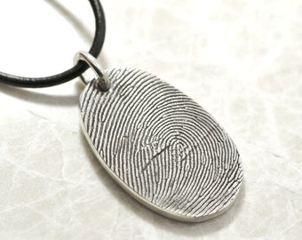 Sterling Silver Custom Thumbprint necklace  or Fingerprint necklace by Brent&Jess