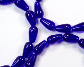 6pc 13mm Thunder Polish Crystal Cobalt Blue Teardrop Pendant Charms