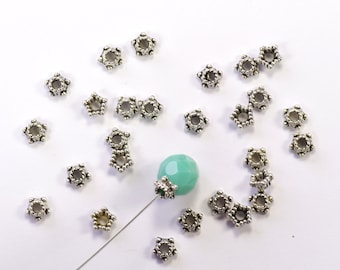 BULK BC051 100 Antique Silver Bead Caps Small 5MM Bead Caps Lot
