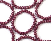 3x5mm Deep Purple Bronze Fire Polish Donut Rondelles Czech Glass Beads - 30