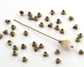 30pcs 10mm Round Flower Bead Caps Raw Brass Findings for Jewlery Making /& Repair ca013