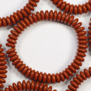 6mm Opaque Brown Smooth Rondelles Czech Glass Beads - 50