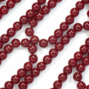 6mm Dark Red Oxblood Round Czech Glass Druk Beads - 25