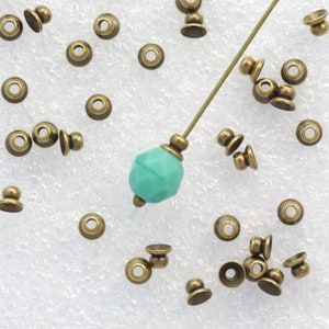 4mm Solid Antiqued Brass Simple Bead Caps with Built In Spacer Choose Quantity image 1