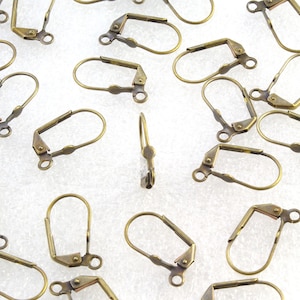 Leverback Earwires Antiqued Solid Brass with Small Pad to Add Embellishment - 12 pieces