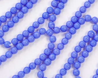 6mm Opake Periwinkle Blau Runde Tschechische Glas Getrocknete Perlen - 25