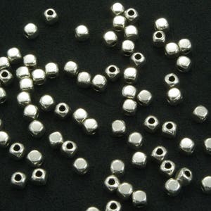 4mm Pewter Spacer Beads Silver Plated Square Cubes - 50