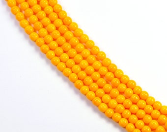 4mm Bright Sunflower Yellow Czech Glass Druk Beads - 100