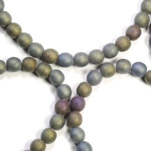 6 mm マットグレーパープル＆ゴールドアイリスラウンドDrukチェコガラスビーズ - 30個