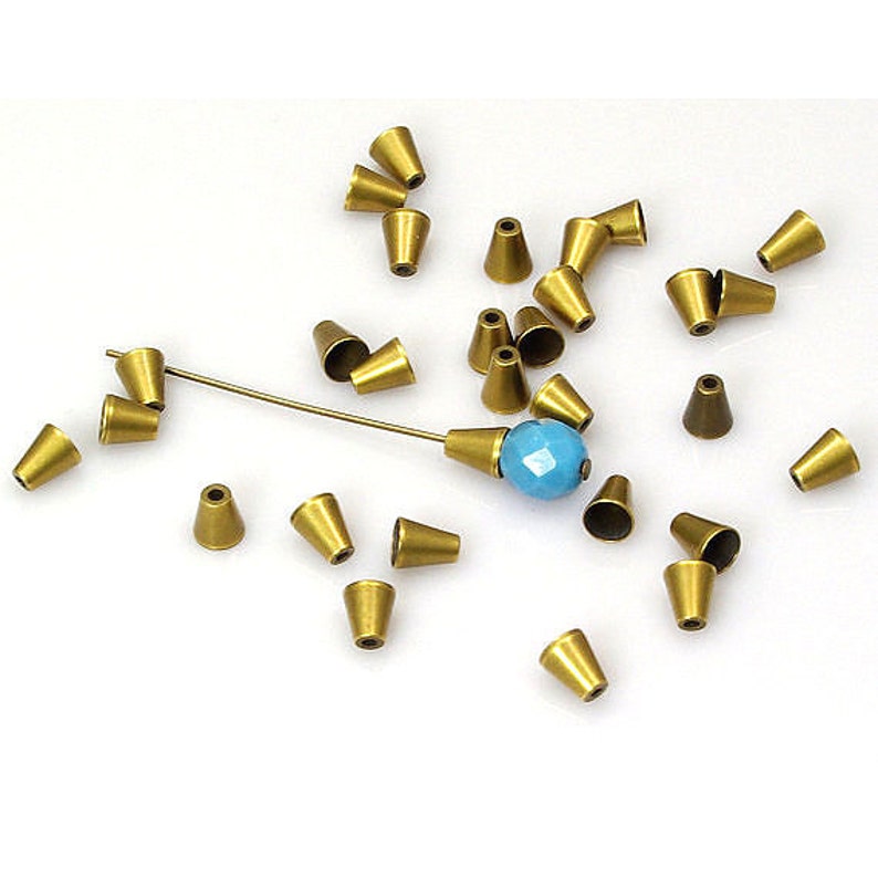 5mm Simple Cone Bead Caps Solid Antiqued Brass 12 Etsy