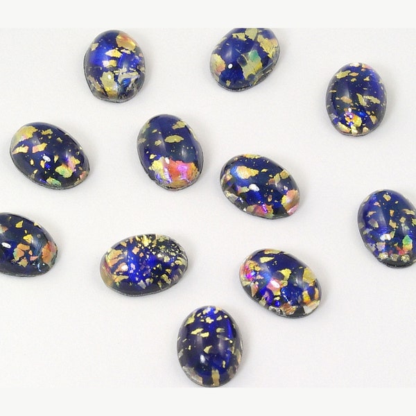 14x10mm Black Opal Czech Glass Oval Cabochons