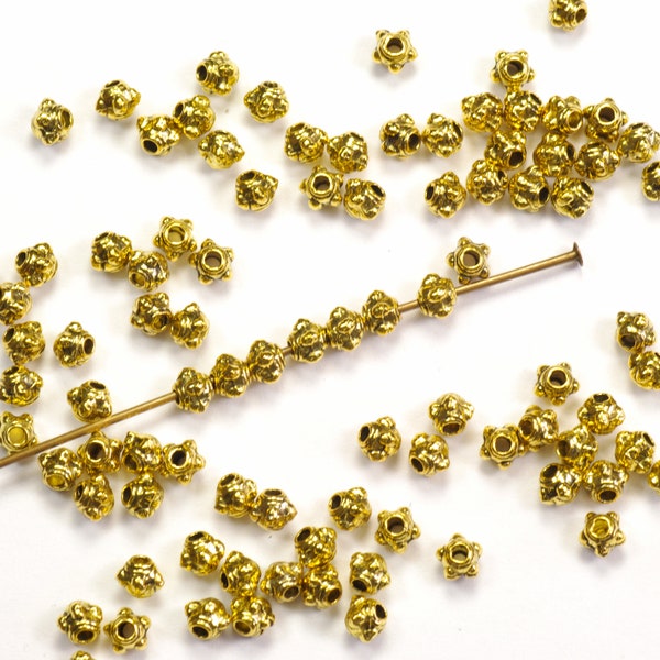 BeadtifulStyle 14k Gold Filled Corrugated Spacer Beads – 3mm, 10-Piece, Round Ribbed
