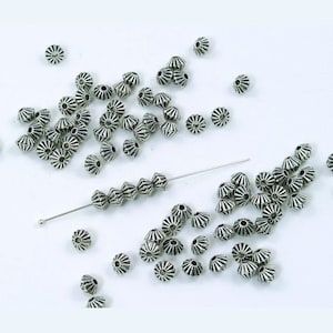 Antiqued Silver Plated Pewter Corrugated Bicone Spacer Beads 4mm - 50