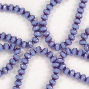 3x5mm Light Periwinkle Blue with Bronze Fire Polish Rondelles Czech Glass Beads - 30