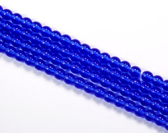 6mm Sapphire Blue Round Czech Glass Druk Beads - 50