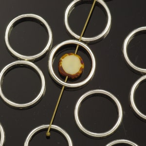 Simple Round Bead Frames Silver Plated Pewter 19mm - 10 Pieces