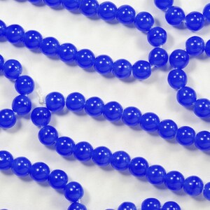 6mm Sapphire Blue Opaline Czech Glass Smooth Round Druk Beads - 25