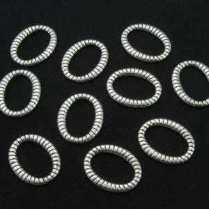 Pewter Oval Striated Connector Rings Silver Plated 23mm x 19mm - 8