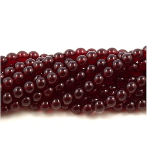 8mm Deep Ruby Red Round Druk Czech Glass Beads - 25