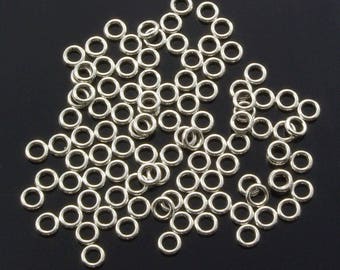 4mm Closed Jump Rings Silver Plated Pewter 19g  - 100