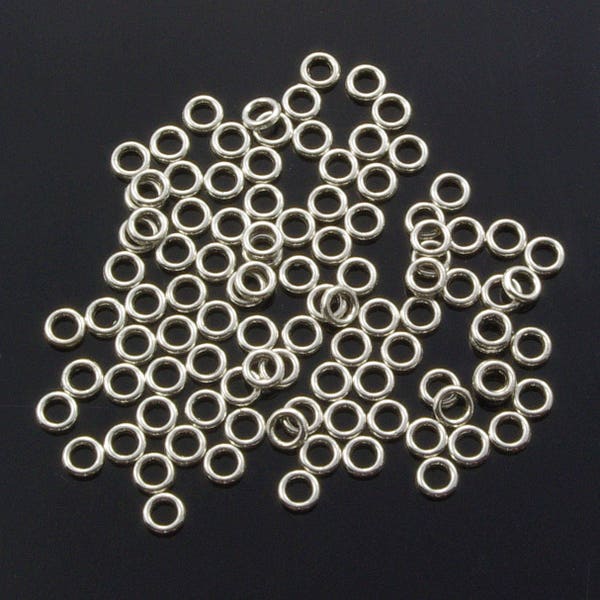 4mm Closed Jump Rings Silver Plated Pewter 19g  - 100