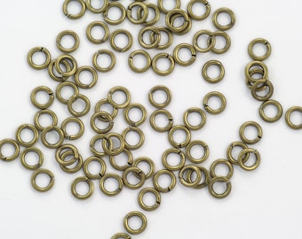 Solid Antiqued Brass 20g 4mm Open Jump Rings - 100