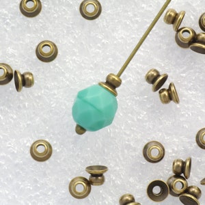 4mm Solid Antiqued Brass Simple Bead Caps with Built In Spacer Choose Quantity image 2