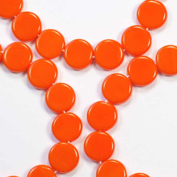 10mm Bright Opaque Orange Pressed Coin Czech Glass Beads - 15