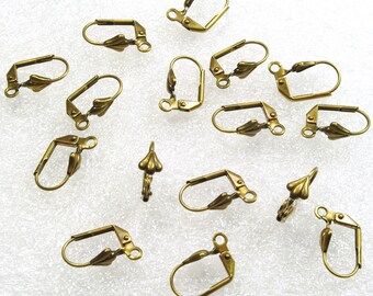 Leverback Earwires Antiqued Solid Brass Fleur De Lis Design 9x16mm - 12 Pieces