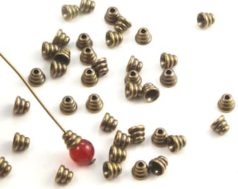 4mm Beehive Bead Caps Solid Antiqued Brass Made in USA - 20 Pieces