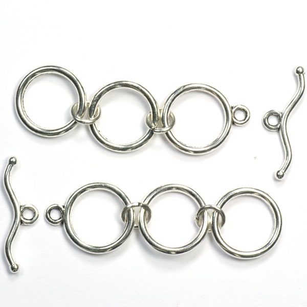 Adjustable Toggle Clasps Silver Plated Pewter - 6 Sets