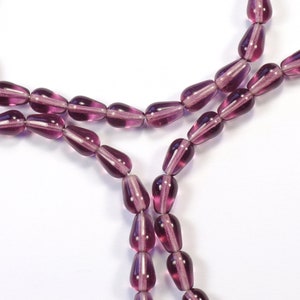 9x6mm Purple Amethyst Teardrop Vertical Hole Czech Glass Beads - 25