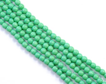 4mm Green Turquoise Round Czech Glass Druk Beads  - 100