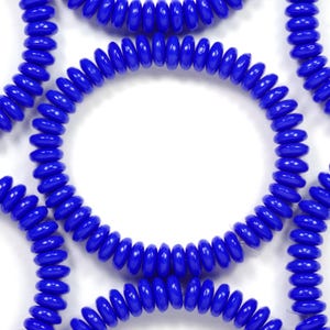 6mm Opaque Royal Blue Smooth Rondelles Czech Glass Beads - 50
