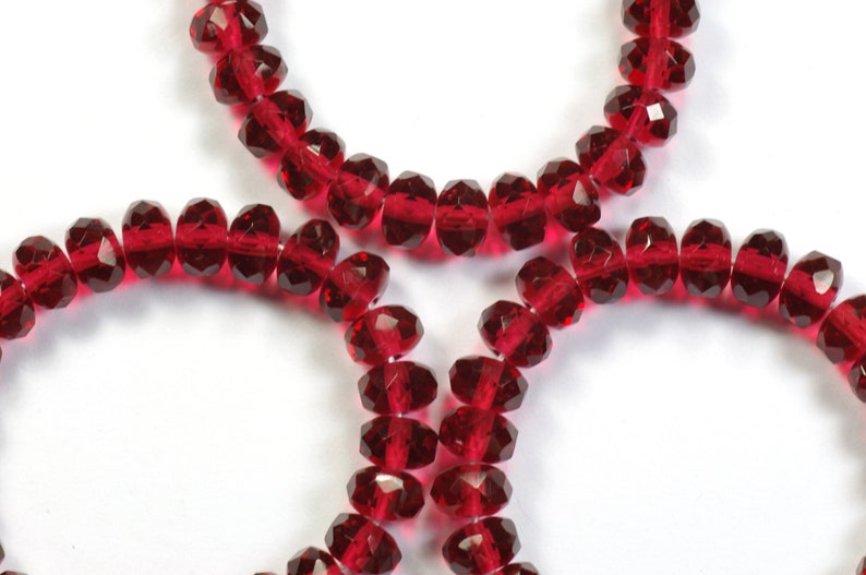 5x7mm Dark Siam Ruby Red Donut Rondelle Beads Faceted Czech Glass 25 image 1