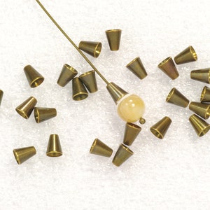 5mm Simple Cone Bead Caps Solid Antiqued Brass - 12