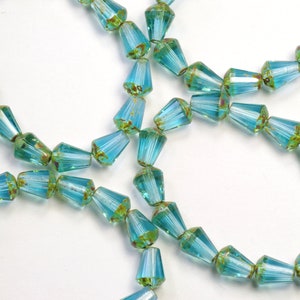 8 mm Aqua Blue Picasso Top Cut Facettierte Teardrop Vertikale Loch Tschechische Glasperlen - 15