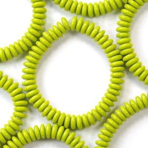 6mm Chartreuse Green Flat Smooth Rondelles Czech Glass Beads - 50