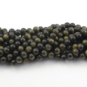 6mm Golden Gray Obsidian Gemstone Beads