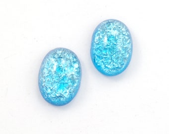 14x10mm Light Icy Blue Aqua Opal Oval Czech Glass Cabochons