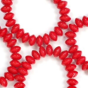 Opaque Red Czech Glass Disc Rondelle Beads 7x4mm - 25
