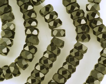 6mm Jet Black Heishi Rondelles Faceted Czech Glass Beads - 50