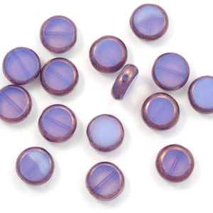 11 mm lavendellila opalinbrons glansmynt tjeckiska glaspärlor