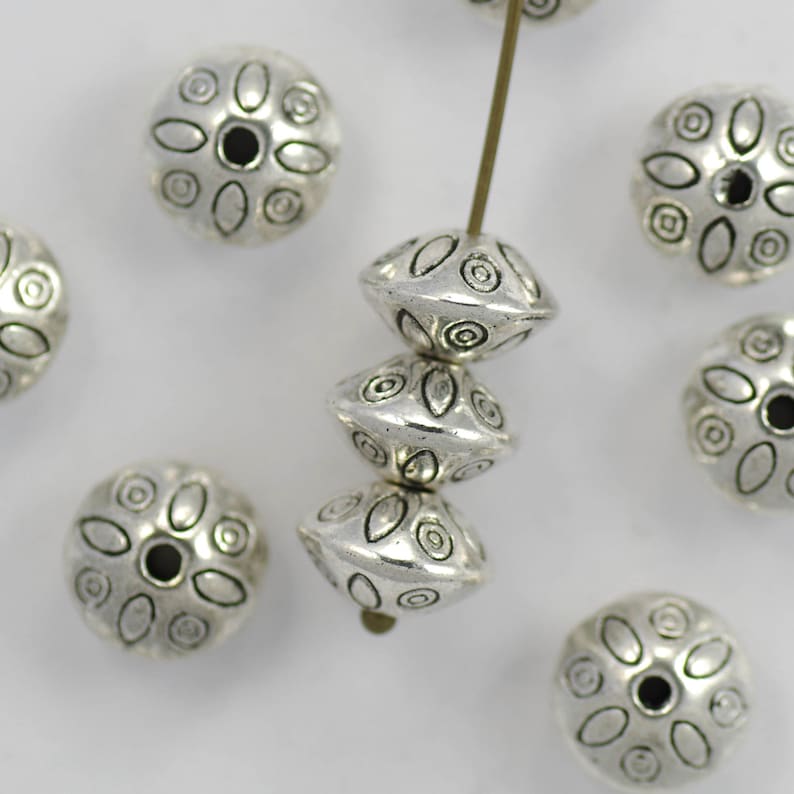 Hill Tribe Silver Style Saucer Beads Antiqued Silver Plated Etsy