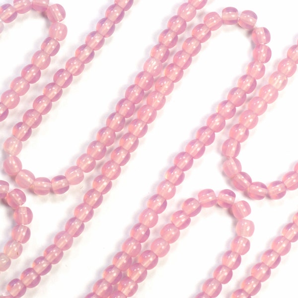4mm Pink Opaline Round Czech Glass Druk Beads - 50