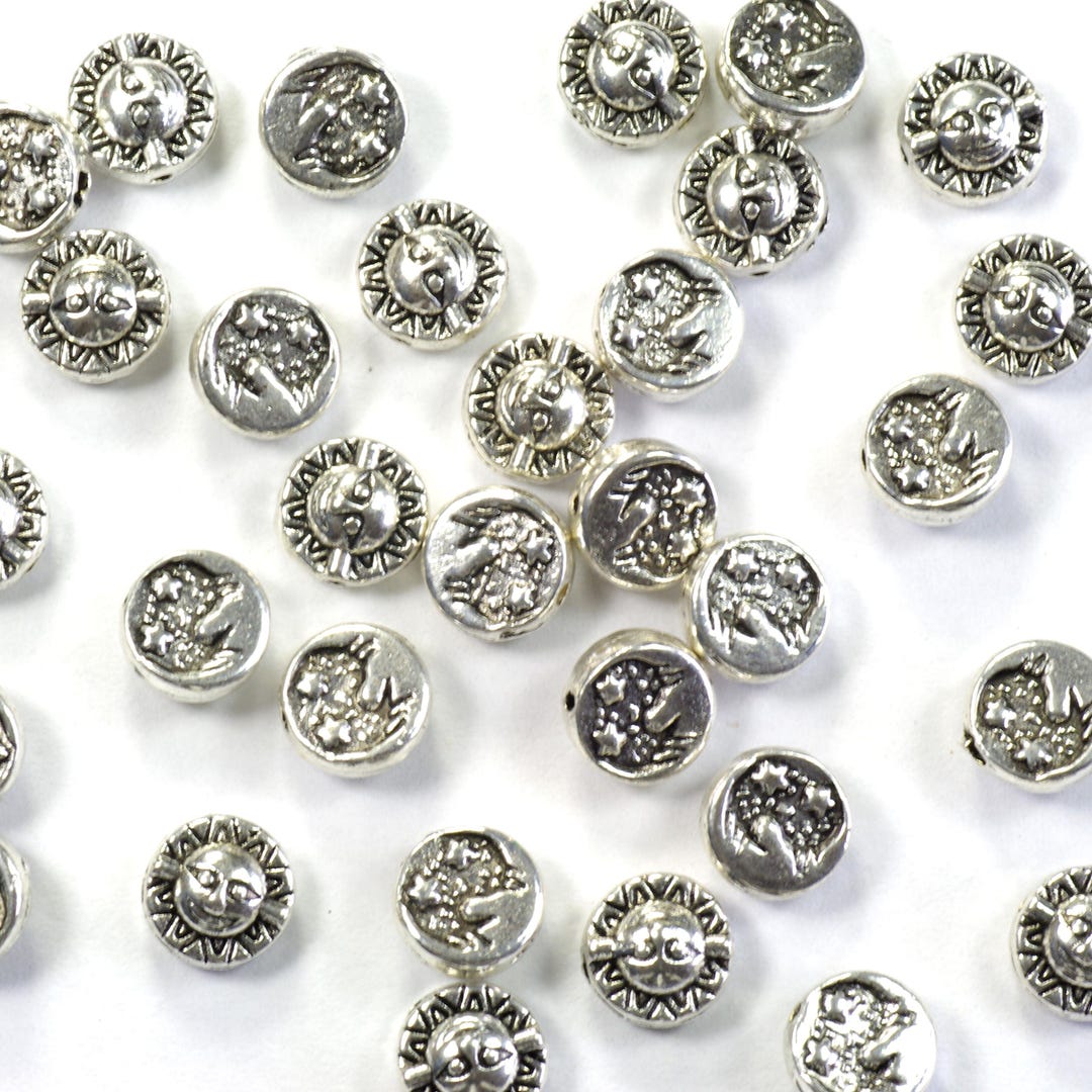 moonbin & sanha wonderwall アクセサリーセット 8mm Sun Moon Stars Double Sided Celestial Antiqued Silver Plated
