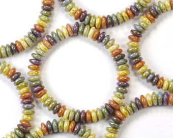 6mm Multi Couleur Picasso Lustre Rondelles Lisses Perles De Verre Tchèque - 50