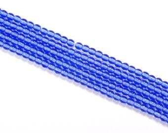 4mm Sapphire Blue Round Czech Glass Druk Beads - 100